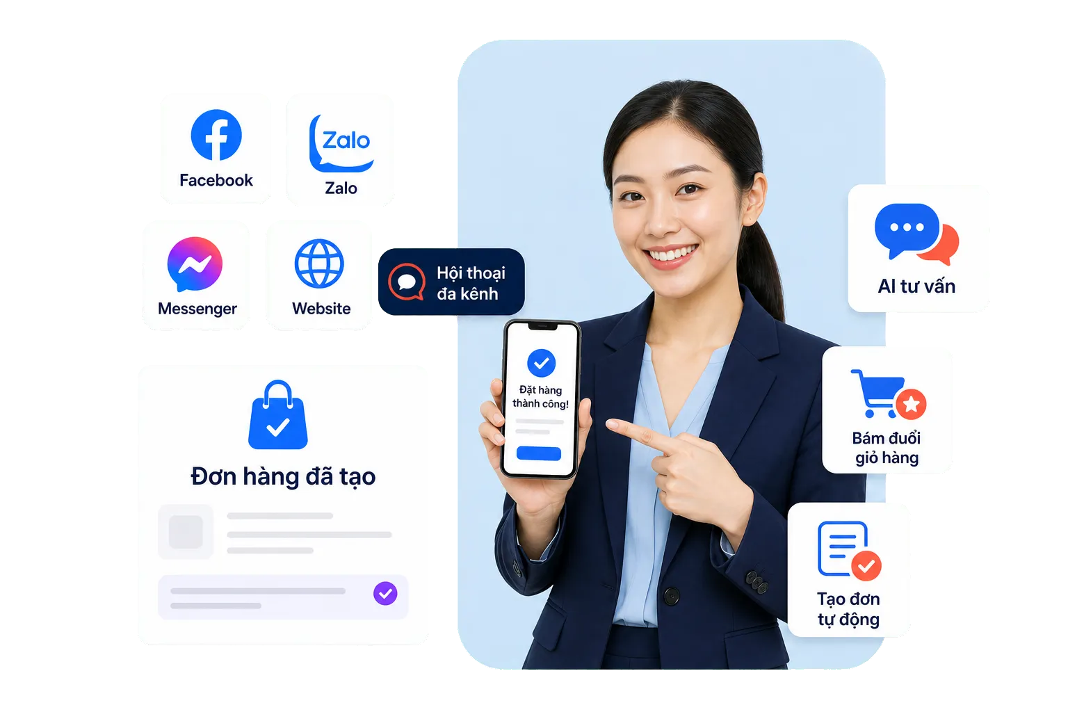 Trong mua: tư vấn và chốt đơn tự động